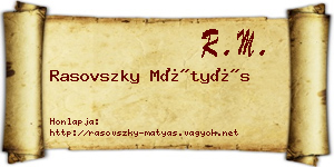 Rasovszky Mátyás névjegykártya